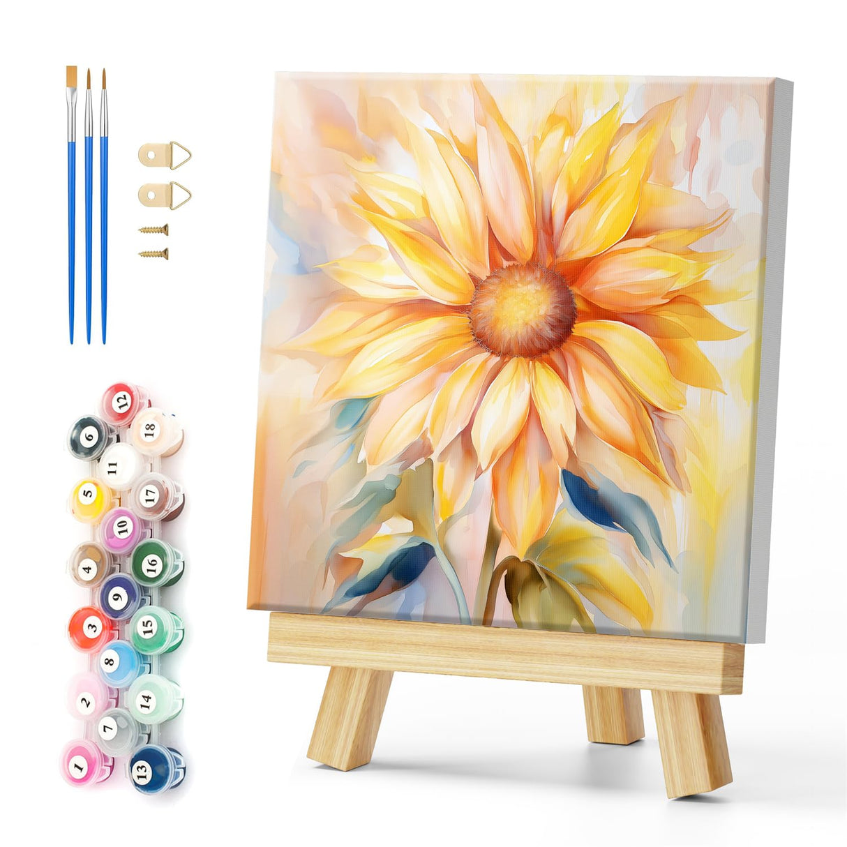 Natuyalo Framed Paint by Numbers Kit for Adults - Sunflower DIY Adult Paint by Number Kits Flowers Acrylic Canvas Painting for Adults Beginners Art Crafts with Frame, 12x12 Inch Natuyalo