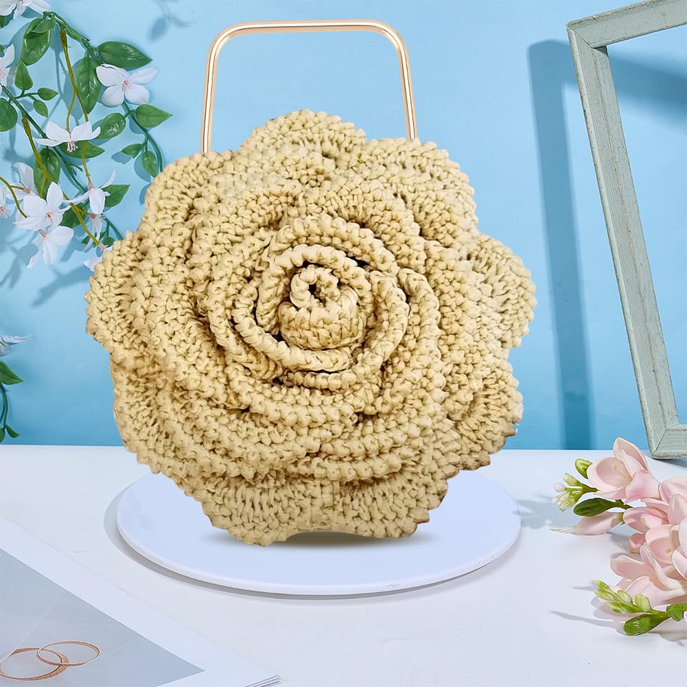 BEUNITONE DIY Macrame Flower Bag Kit for Beginners Yellow Crochet Flower Bag for Women Boho Macrame Handbag Making Kit Handmade Macrame Tote Bag Kit Crochet Kits for Summer Beach with Instructions BEUNITONE
