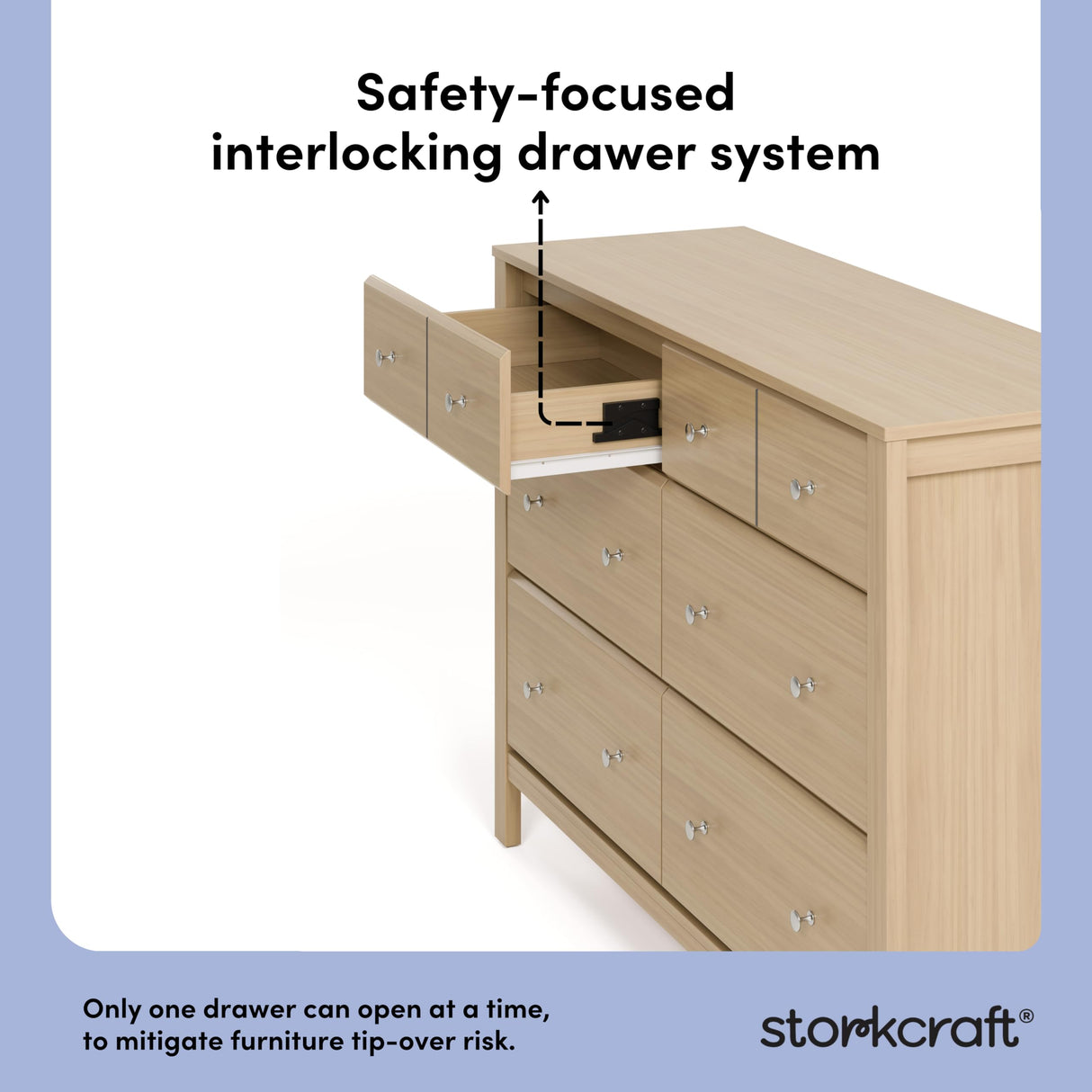 Storkcraft Horizon 6 Drawer Dresser (Driftwood) – GREENGUARD Gold Certified Dresser for Nursery & Kids’ Room, Modern Storage with Interlocking Drawer System Storkcraft