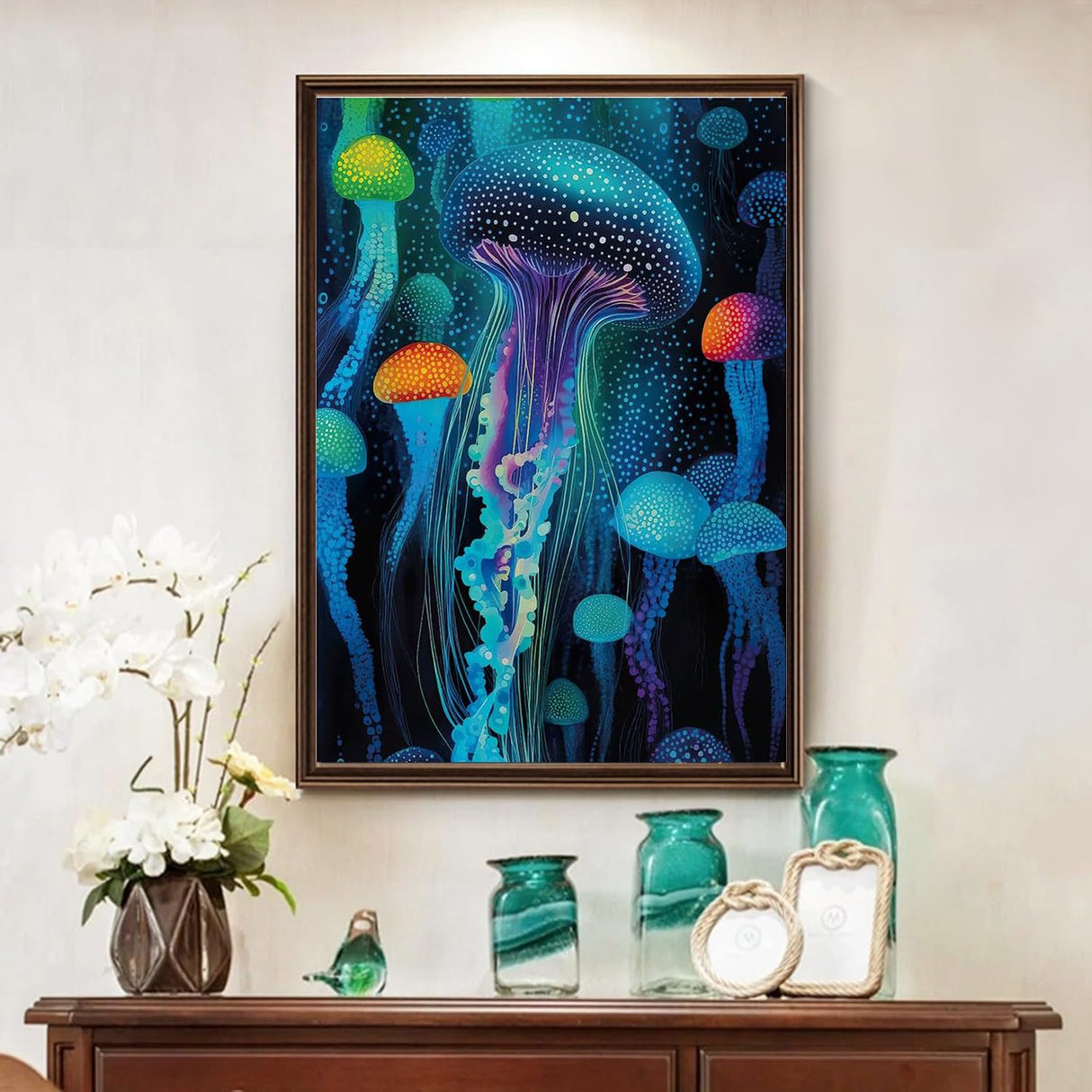 Glowing Jellyfish Diamond Painting Kits for Adults DIY 5D Diamond Painting Kits Beginners Full Drill gem Art Crystal Craft Kits for Home Wall Bedroom Decor Gifts 12x16 inch YPF