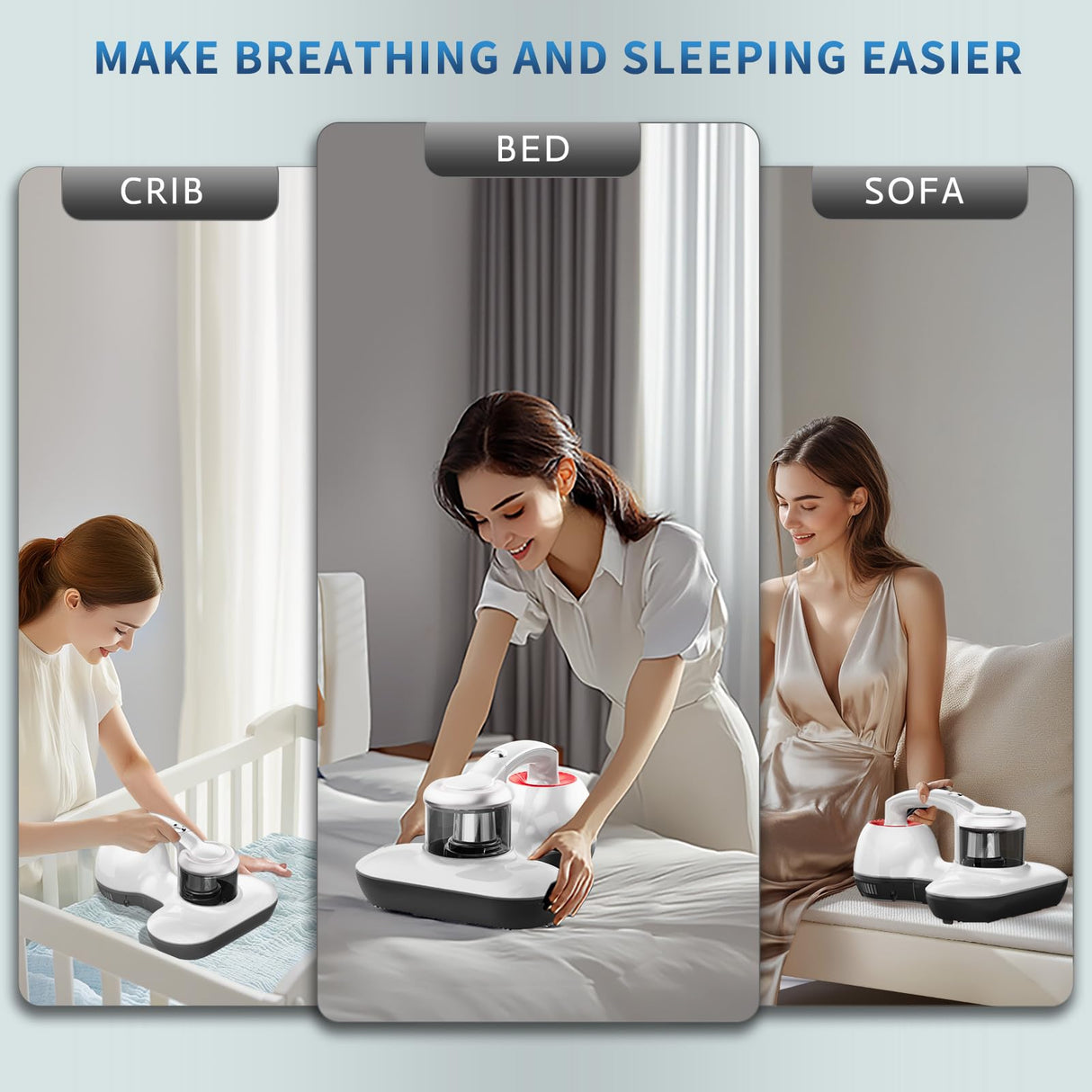 Mattress Vacuum Cleaner, Handheld UV Bed Vacuum Cleaner 16KPa & 12800 Vibrations Per/Min Upgraded Effectively Clean Up Bed, Pillows, Cloth Sofas, Carpets and Ther Fabric Surfaces Hersven