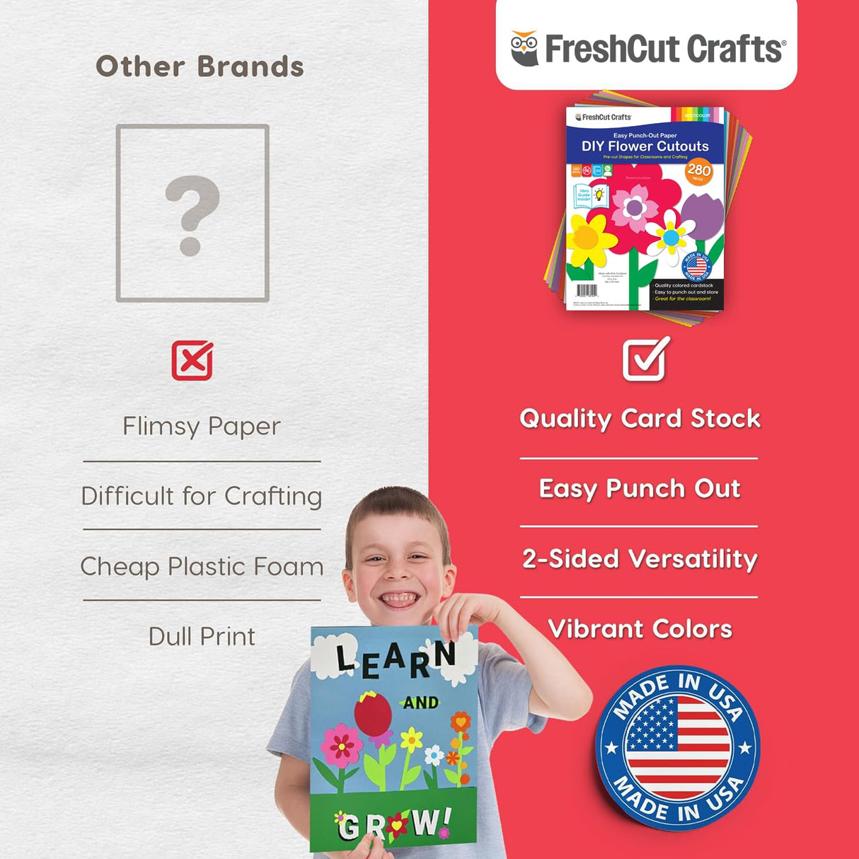 FreshCut Crafts: 280 Pieces of DIY Flower Cutouts with IDEA Guide - 2-Sided Punch Out Tulips, Daisies, Daffodils, Flowers Ideal for Spring Craft Projects, and Mother's Day DIY Gift Craft FreshCut Crafts