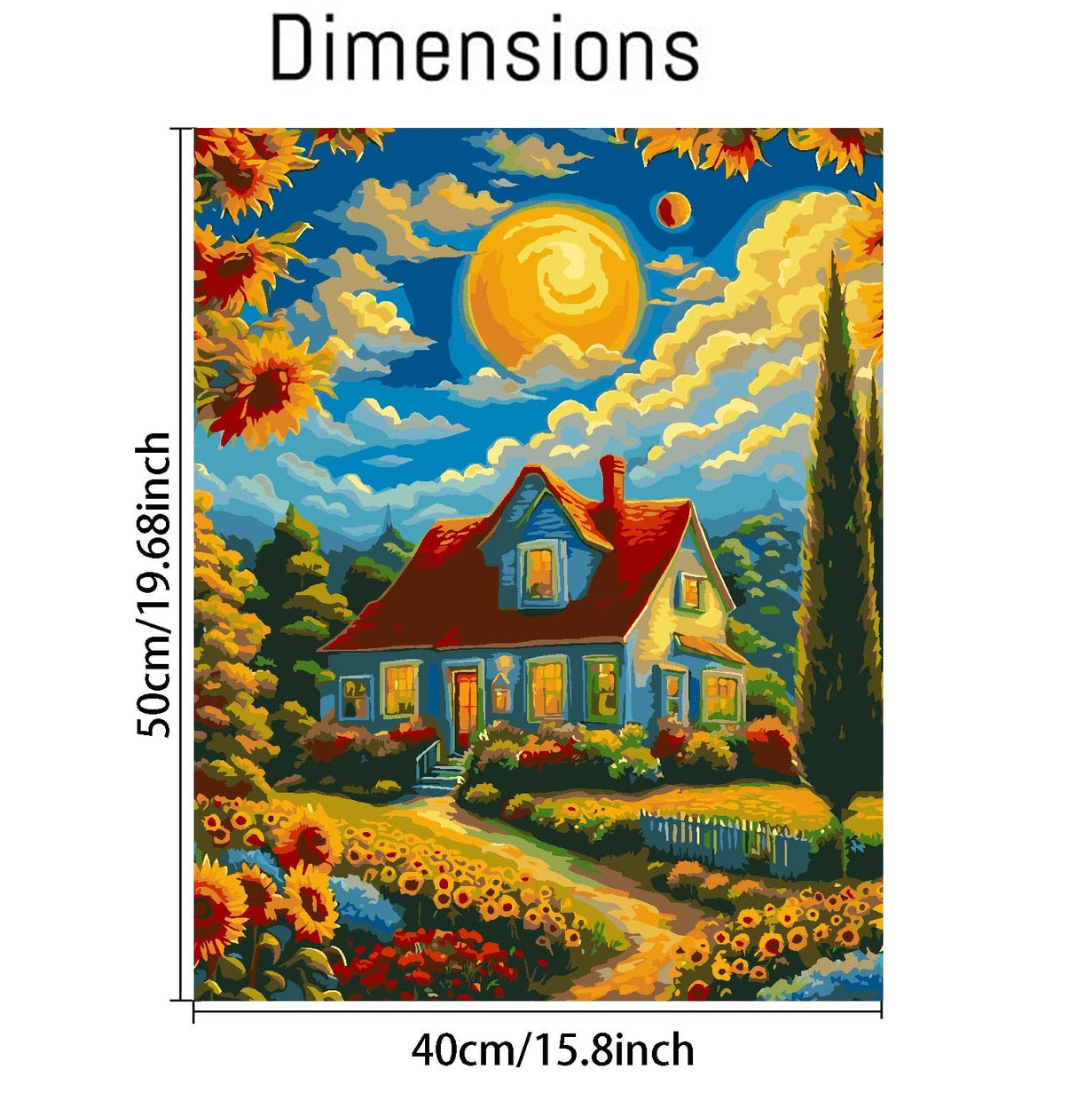 Landscape Paint by Numbers Kit for Adults, Spring Scenery Paint by Number on Canvas Without Frame, DIY Sunflower Oil Painting for Home Wall Decor(16x20inch) Clendo