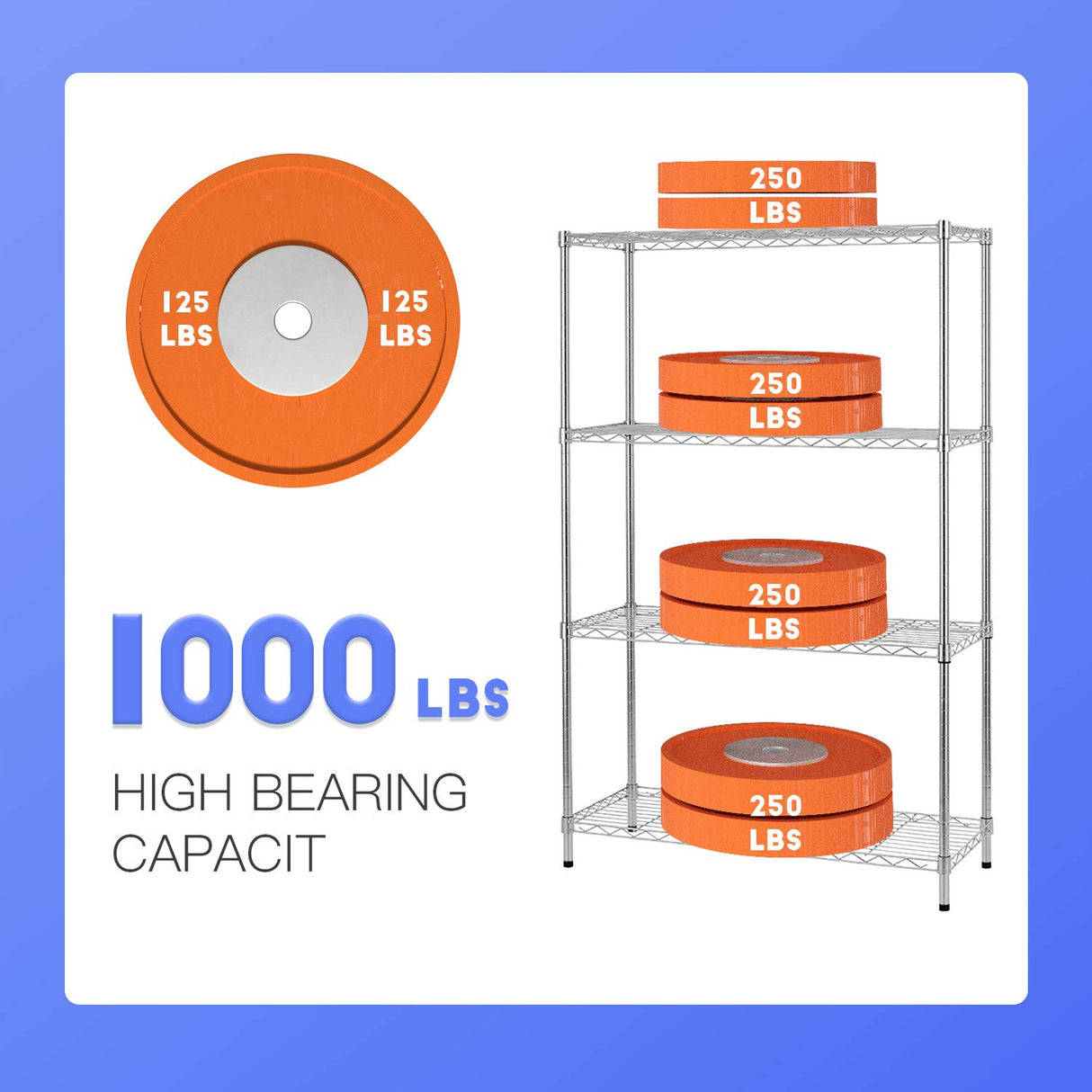 14" D×36" W×54" H Commercial Wire Shelving Unit Metal Shelf with 4 Tier Adjustable Layer Rack Strong Steel for Restaurant Garage Pantry Kitchen Garage,Chrome FDW