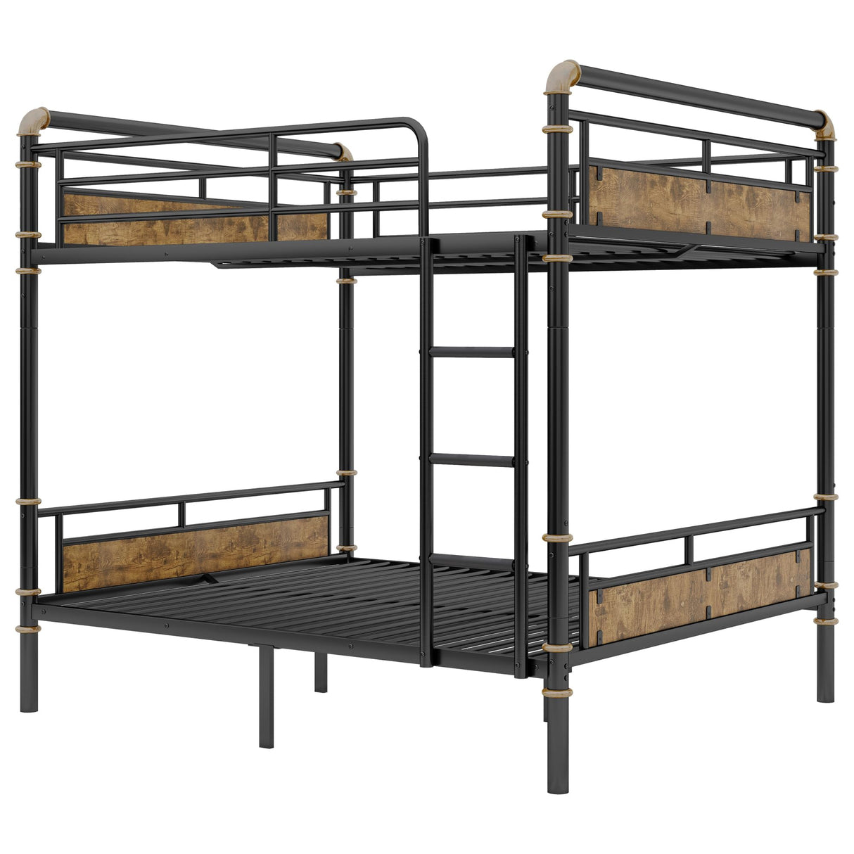 Duxelifin Full Over Full Bunk Bed for Teens & Kids, Heavy-Duty Metal Bunkbeds Industrial Convertible Bunk Bed Frame with High Safety Rails and Ladders, No Box Spring Needed (Black) Duxelifin
