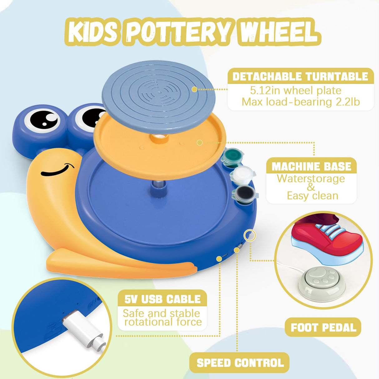 NISCHA Pottery Wheel for Kids - Arts and Crafts Kits with Drawing Supplies for Beginner - Creative Birthday Gifts for Girls & Boys Ages 6 7 8 9 10 11 12 13+ NISCHA