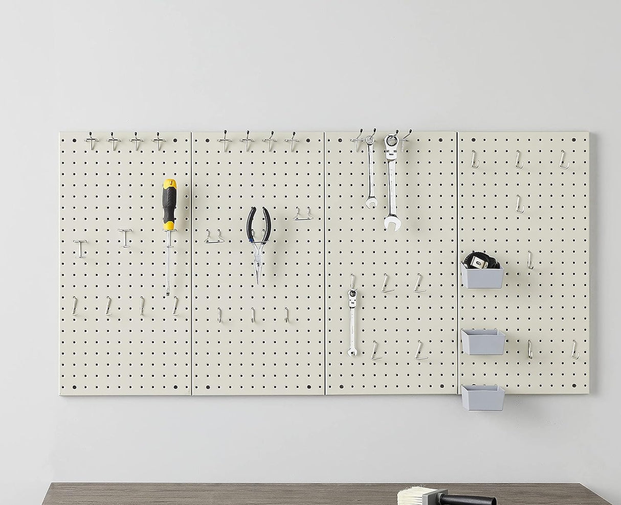 Amazon Basics Rectangular Metal Pegboard Kit for Wall Storage, Rust and Scratch Resistant, 48-Piece, Gray Amazon Basics