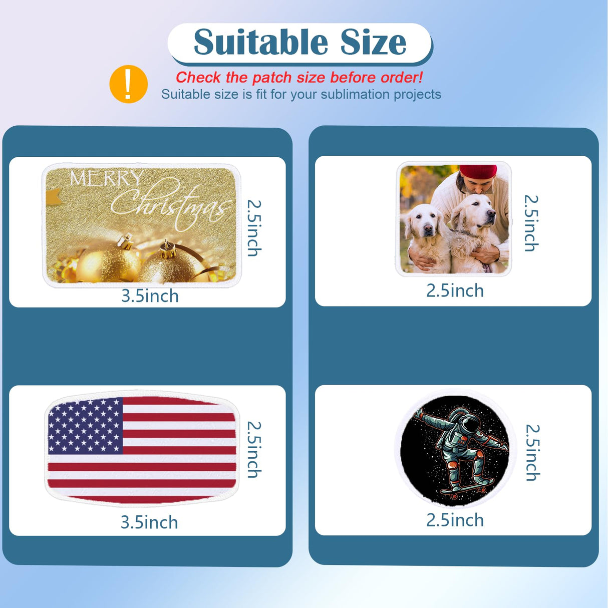 iFForce Sublimation Patches - Iron-on Blank Patches 4 Shapes for DIY Hats Jeans - Self Adhesive Stick to Cosmetic Bags Mobilephone Computer (20pcs White Border) iFForce