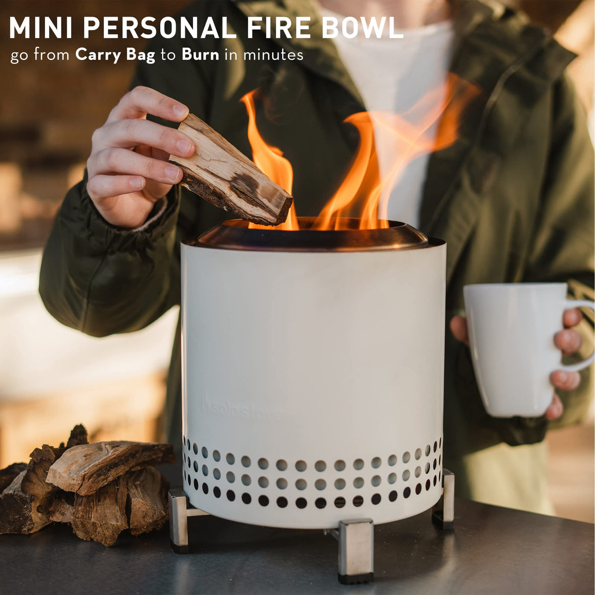 Solo Stove Mesa XL, 7 Inch Tabletop Fire Pit with Stand - Smokeless, Stainless Steel Fire Pit for Camping, Outdoor & Patio- Wood Burning or Pellet Fueled Portable Bonfire, 2.3lbs, Water Solo Stove