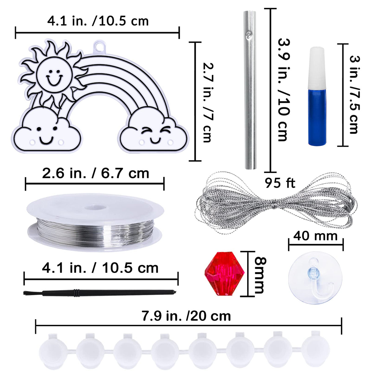 Winlyn 24 Sets Rainbow Suncatchers Ornaments Decorations DIY Window Paint Art Suncatchers Craft Kits Hanging Rainbow Sun Catchers for Kids Spring Summer Home Classroom Party Activity Art Project Winlyn