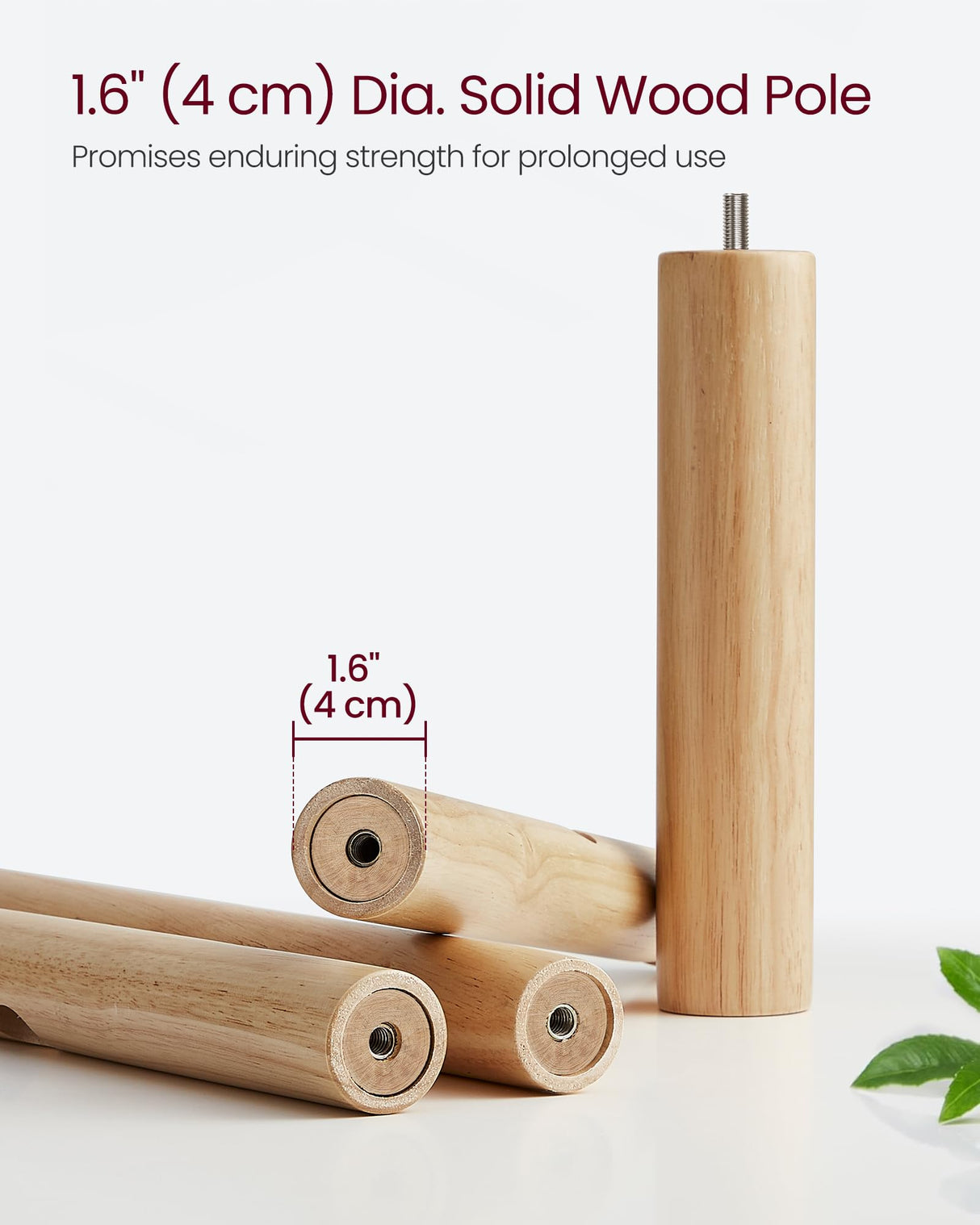 VASAGLE Solid Wood Coat Rack, Free Standing Hall Coat Tree with 8 Hooks, 3 Height Options, for Coats, Hats, Bags, Purses, for Entryway, Hallway, Rubberwood Hooks and Pole, Natural Beige URCR010N01 VASAGLE