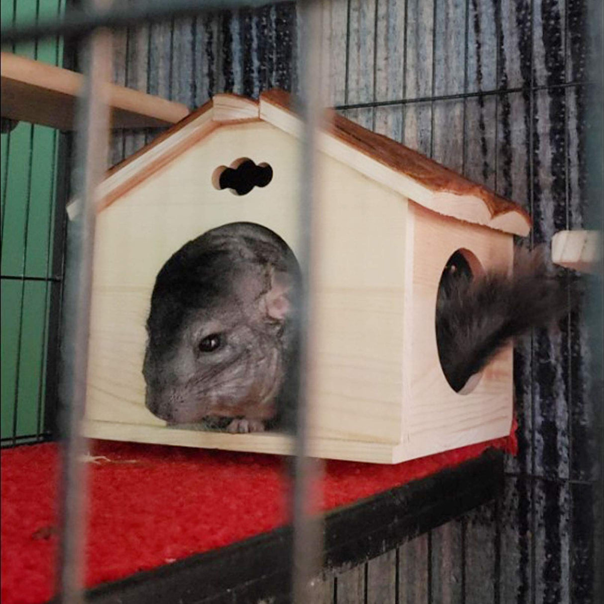 Hamiledyi Guinea Pig Wooden House, Chinchilla Space Natural House with Window Pets Large Hideout Play Hut for Gerbil Ferret Squirrel Rats Mice Hedgehog Hamiledyi