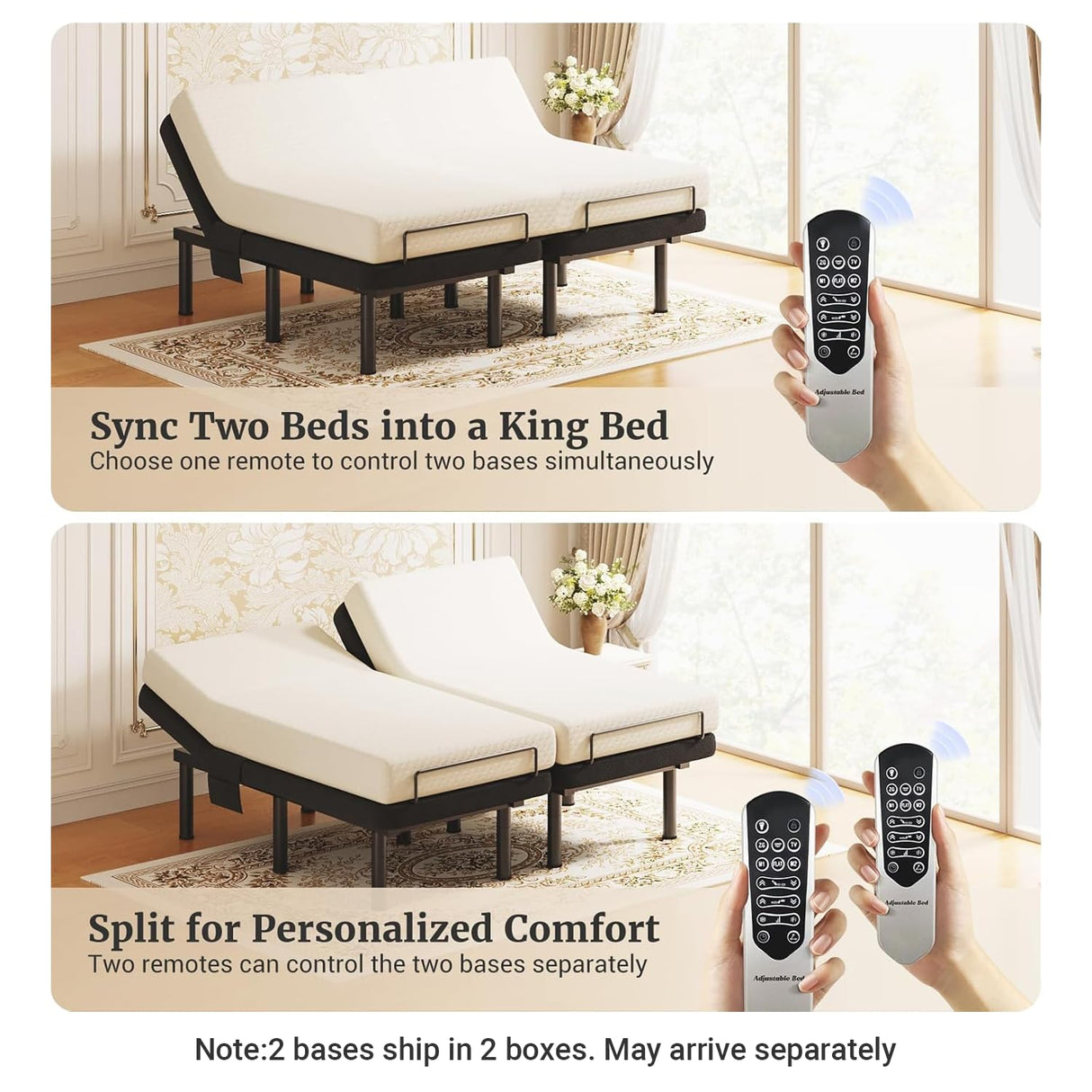 Tami Tami Split King Adjustable Bed Frame with Massage, Ergonomic Head & Foot Incline - Luxury Zero Gravity Electric Base with 4 USB Ports, 2 Night Light, Wireless Remote, Side Pocket, 3 Height Option Tami Tami