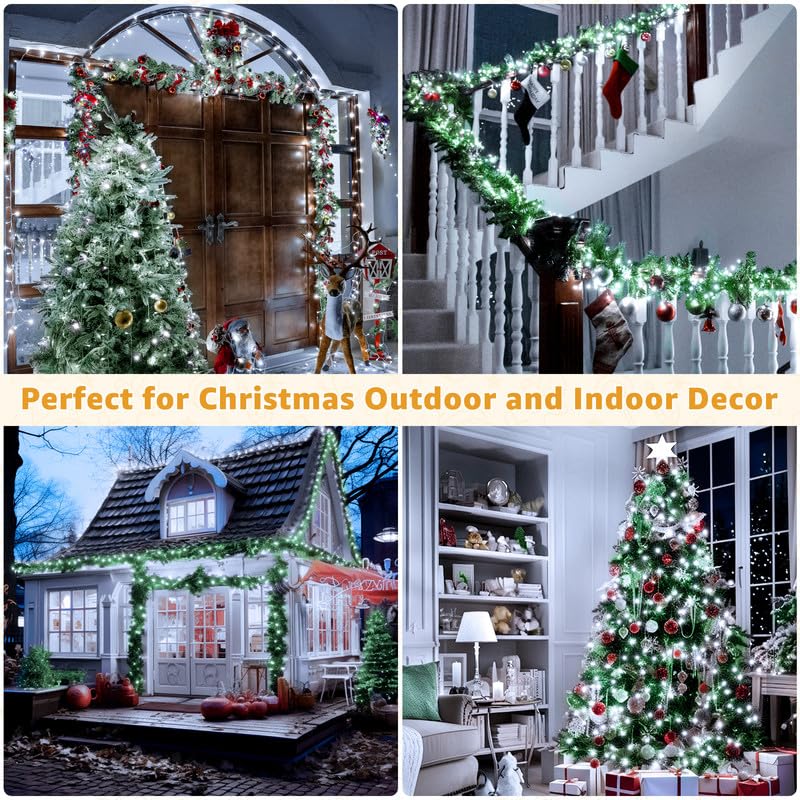 Ollny Christmas Lights Outdoor 800LED 262FT, Cool White Plug in Fairy Lights with Remote, 8 Modes Waterproof Timers Dimmable LED String Lights for Indoor House Outside Bedroom Patio Balcony Ollny
