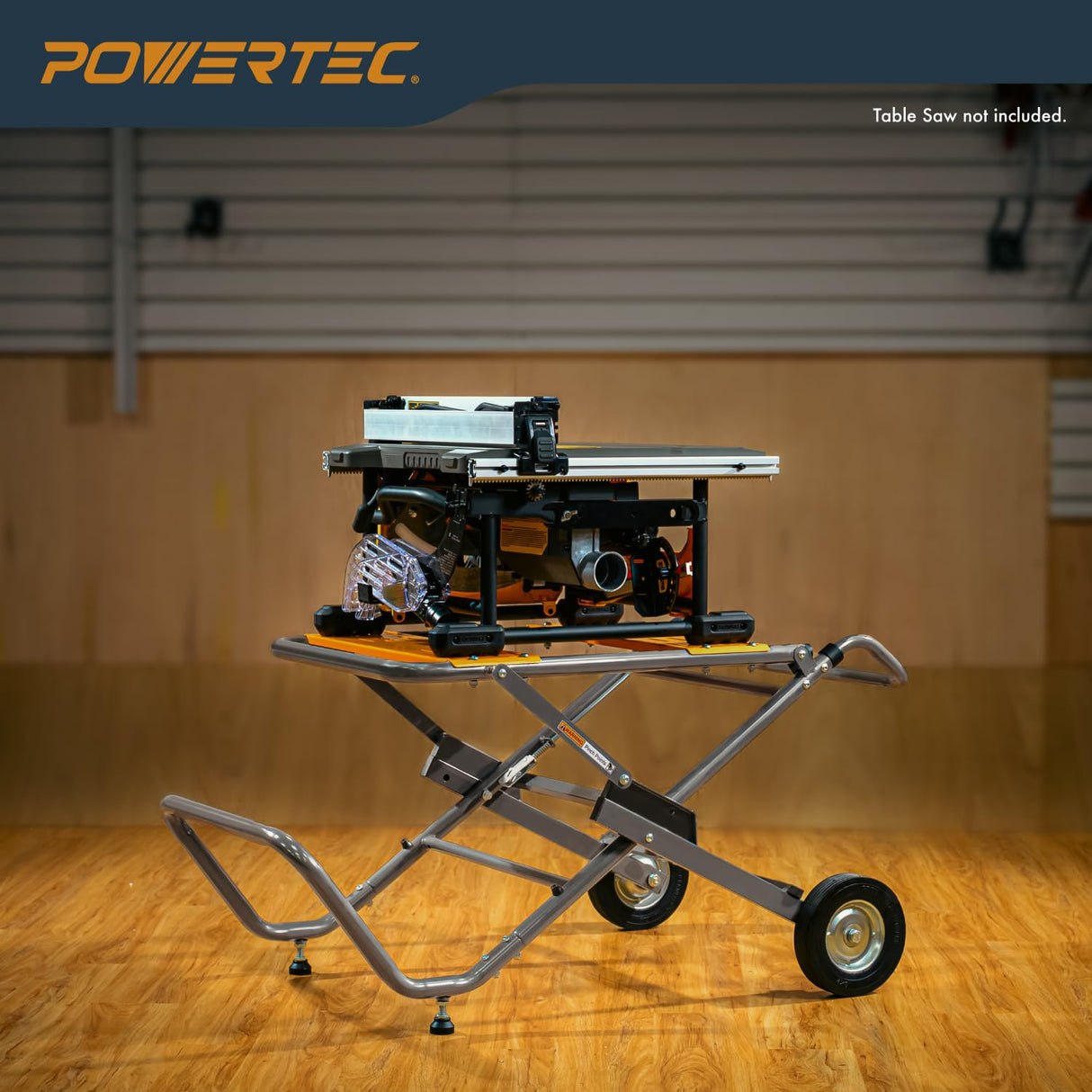 POWERTEC Table Saw Stand with 8-Inch Jobsite Wheels, Upright Folding Design, 330Lbs Load Capacity, Multiple Adjustable Mounting Options (MT4009V) POWERTEC