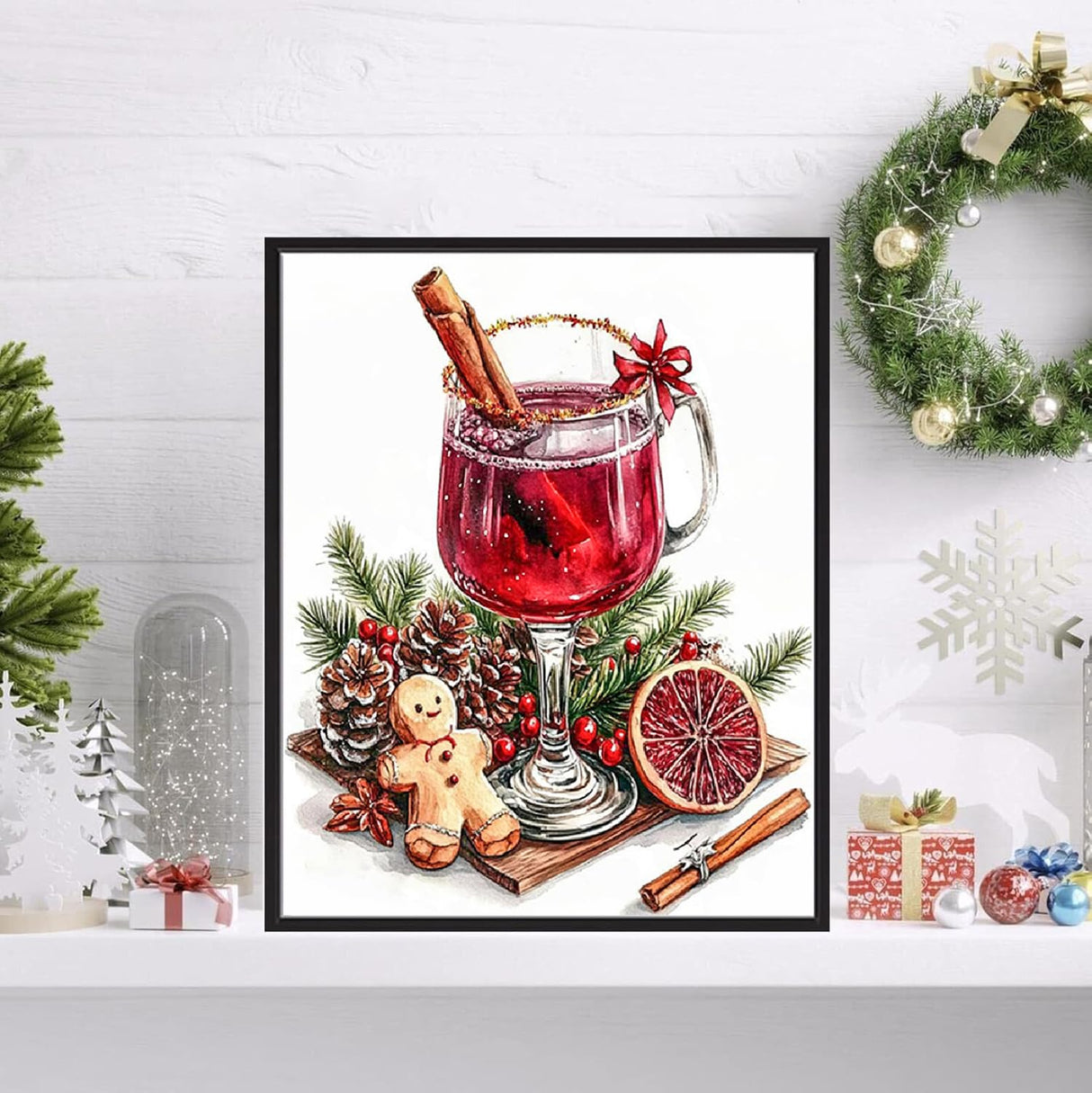 VIGEGU Christma 5D Diamond Painting Kits for Adults,Wine Diamond Art kit for Beginners,DIY Full Round Drill Diamond Dots with Gem Art Crafts for Home Wall Decor 12 x16 Inch VIGEGU