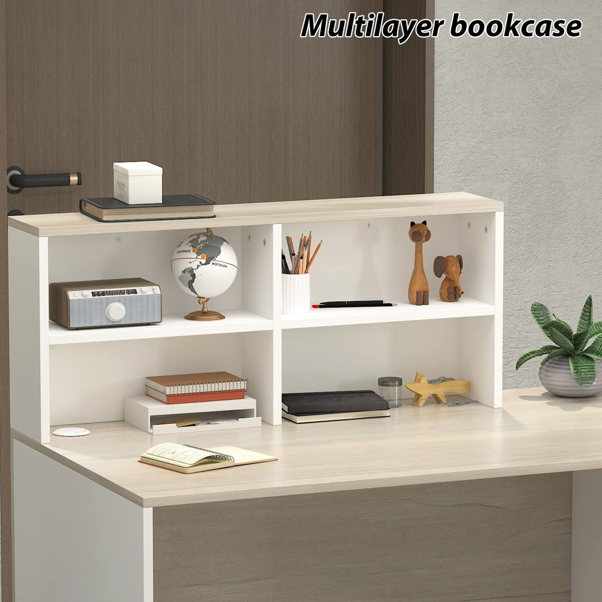 AIEGLE Reception Desk with Counter & Lockable Srotage Drawers, for Salon Reception Room Checkout Office, Natrual (55.1" L x 23.6" W x 43.3" H) AIEGLE