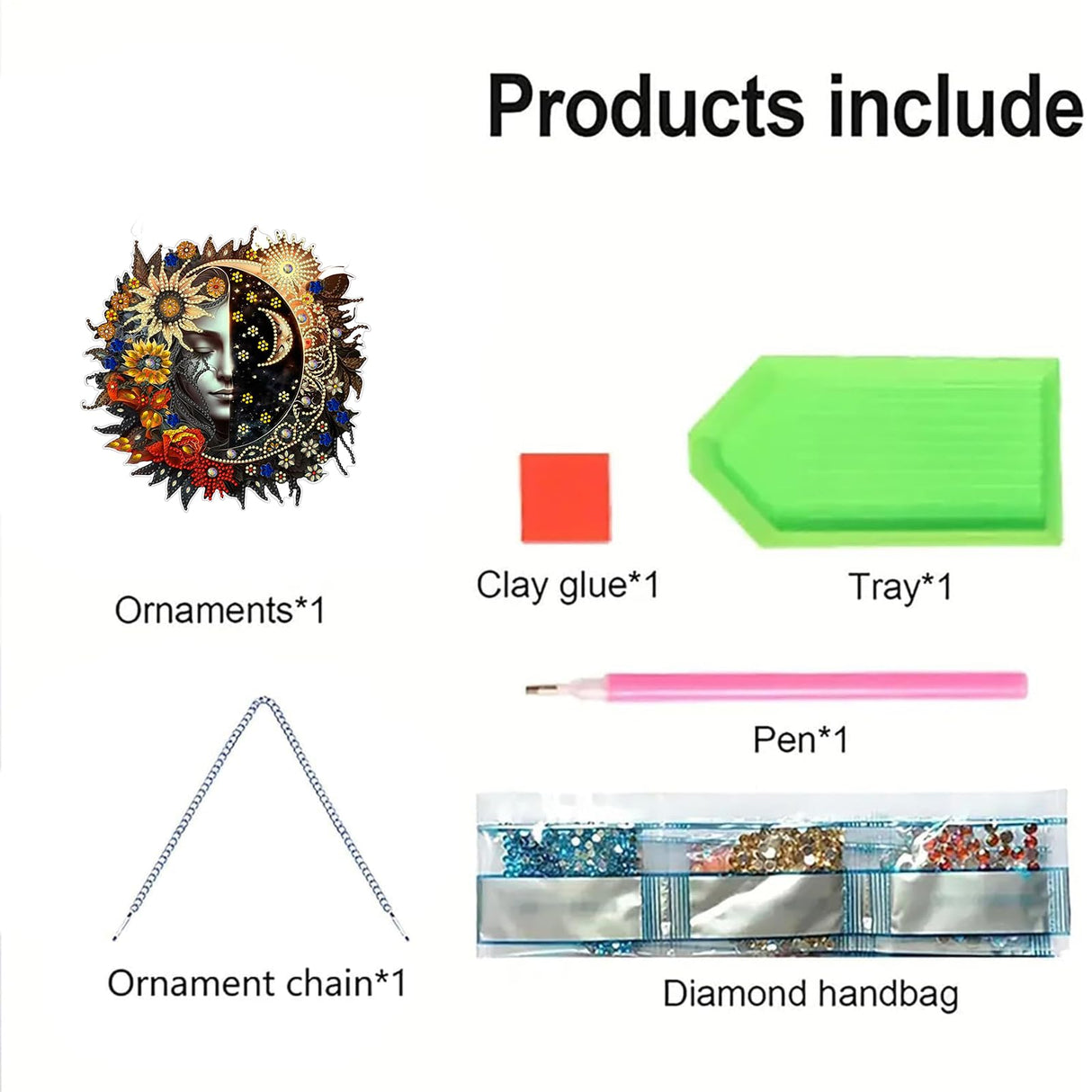 hyzsj DIY Hanging Diamond Art Pendant Painting Kit Sun Moon, Special Crystal Gem Craft Painting Kit Ornament 9.8x9.8inch hyzsj