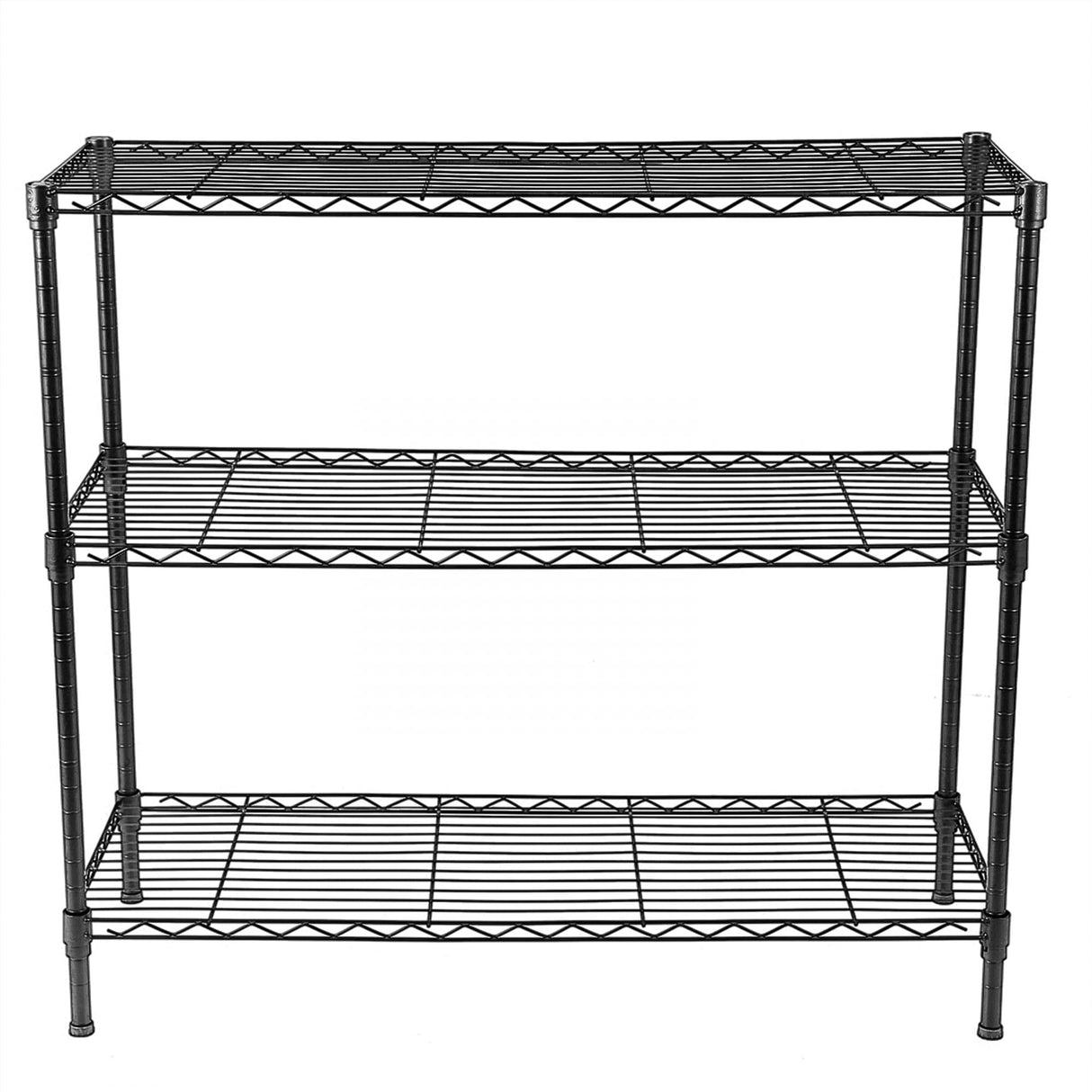 Standing Shelving Units, 36" W x 14" D x 32" H Metal Storage Shelves, Adjustable Carbon Steel Wire Shelving Rack Display Shelf for Garage Bathroom Kitchen Home Office (3-Tiers, Black) SoSo-BanTian1989