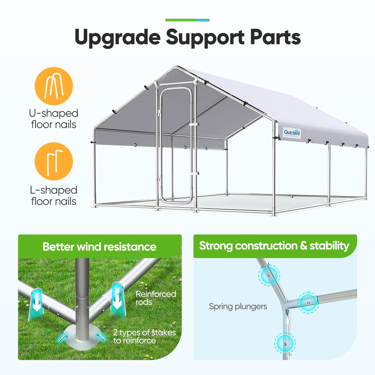 Quictent Large Metal Chicken Coop Run for 20+ Poultry with Heavy Duty Wire Mesh and Waterproof Roof Cover, Outdoor Walk-in Cage Peak Hen House for Yard Farm, 12x9x6.6FT Quictent
