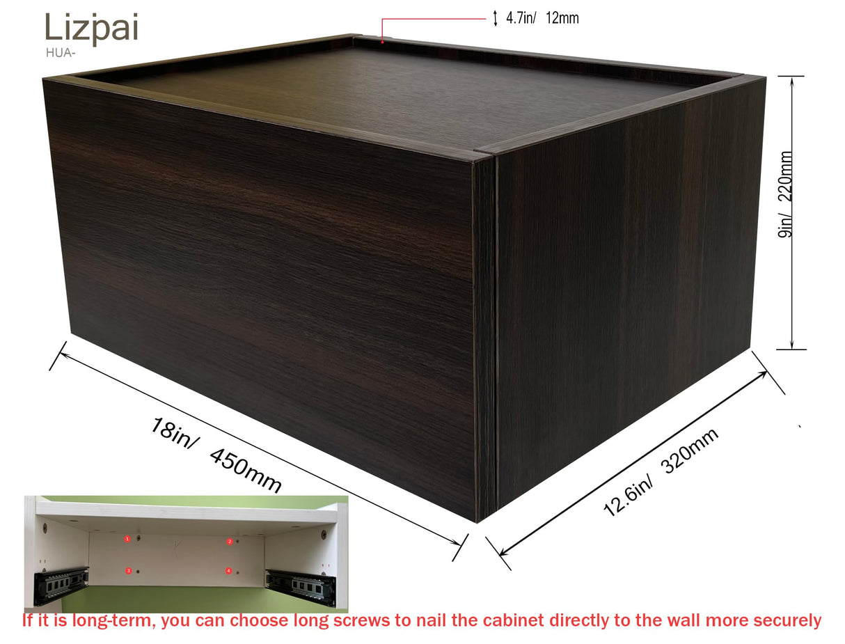 Lizipai Floating Nightstand Wall Mounted, Concealment Furniture,Night Stand with Drawer, Hanging Bedside Table (Night Falls Black-Left-Big) Lizipai