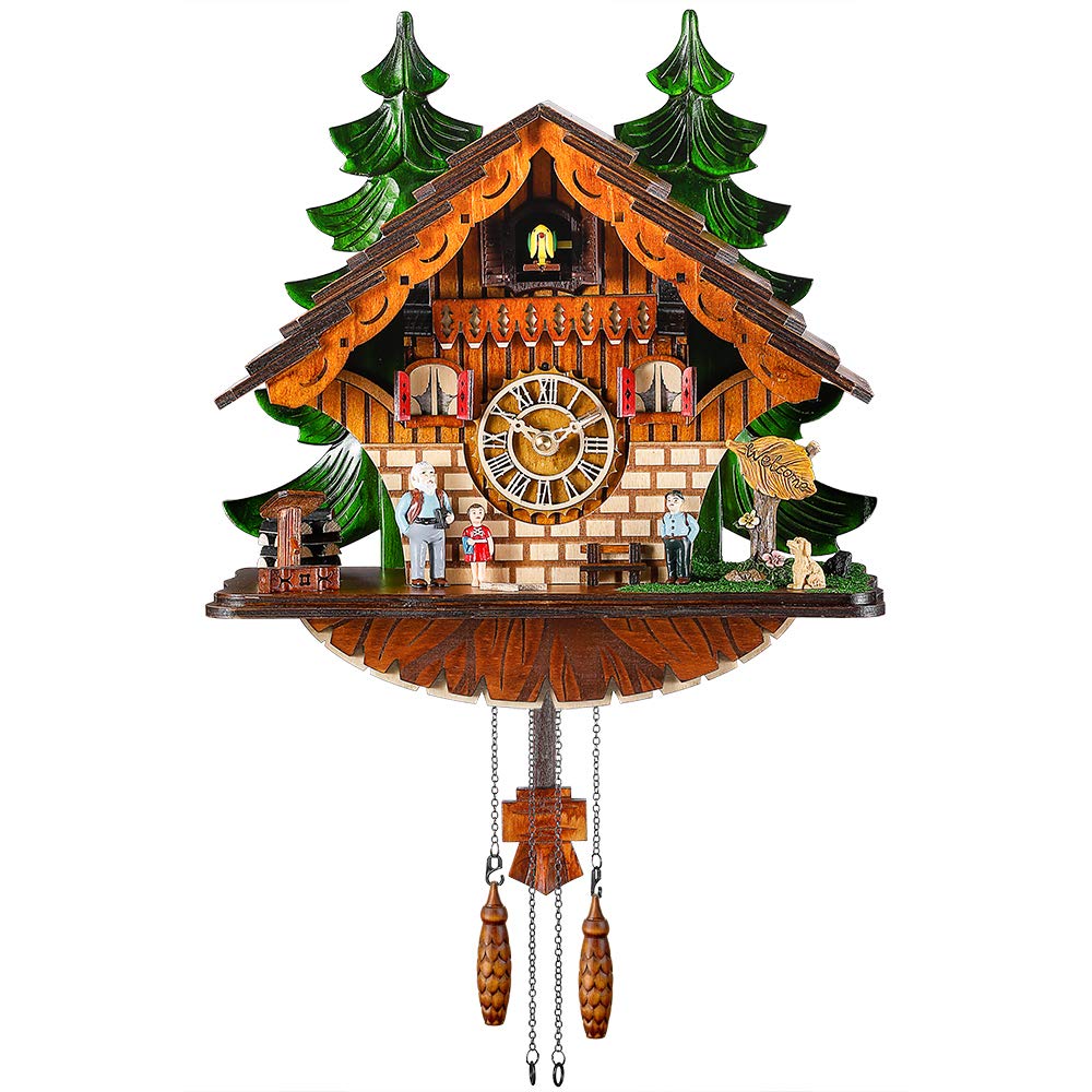 Kintrot Cuckoo Clock Traditional Chalet Black Forest House Clock Handcrafted Wooden Wall Pendulum Quartz Clock Kintrot