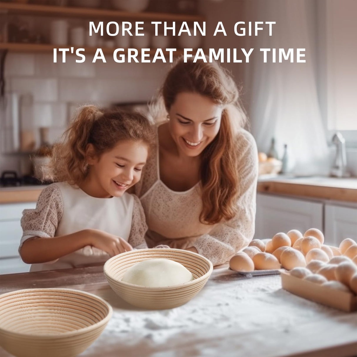 Bread Proofing Basket, Kikcoin Banneton Bread Proofing Basket Set of 2, 9 Inch & 10 Inch Round Sourdough Proofing Basket with Linen Liner, Bread Lame Kikcoin