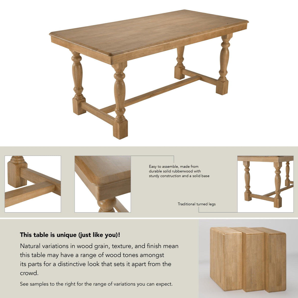 Bush Furniture Rectangular Dining Table, 67 inch Squire Trestle, Farmhouse Decor, Sterling Collection, Light Brown Bush Home