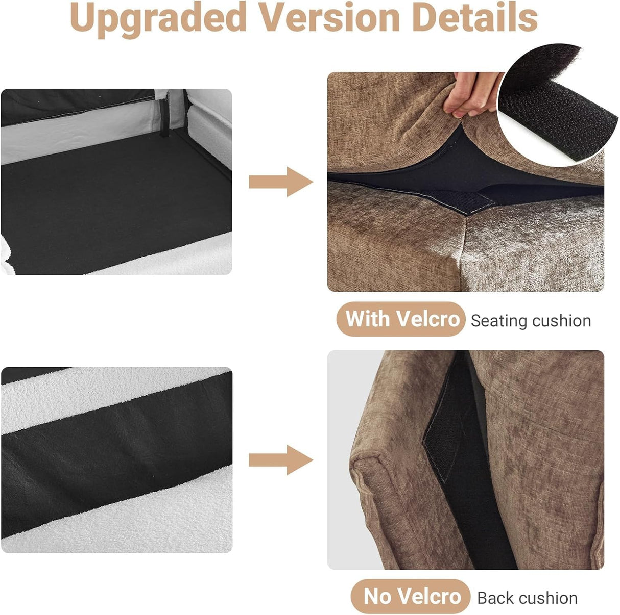 VINGLI Convertible Sectional Loveseat Sofa with Deep Seat &Movable 2-Layer Ottoman, Oversized L-shape Cloud Sofa with Chaise & Armrests, 2-Seat Sofa for Small Spaces & Apartment, Chenille, Light-Brown VINGLI