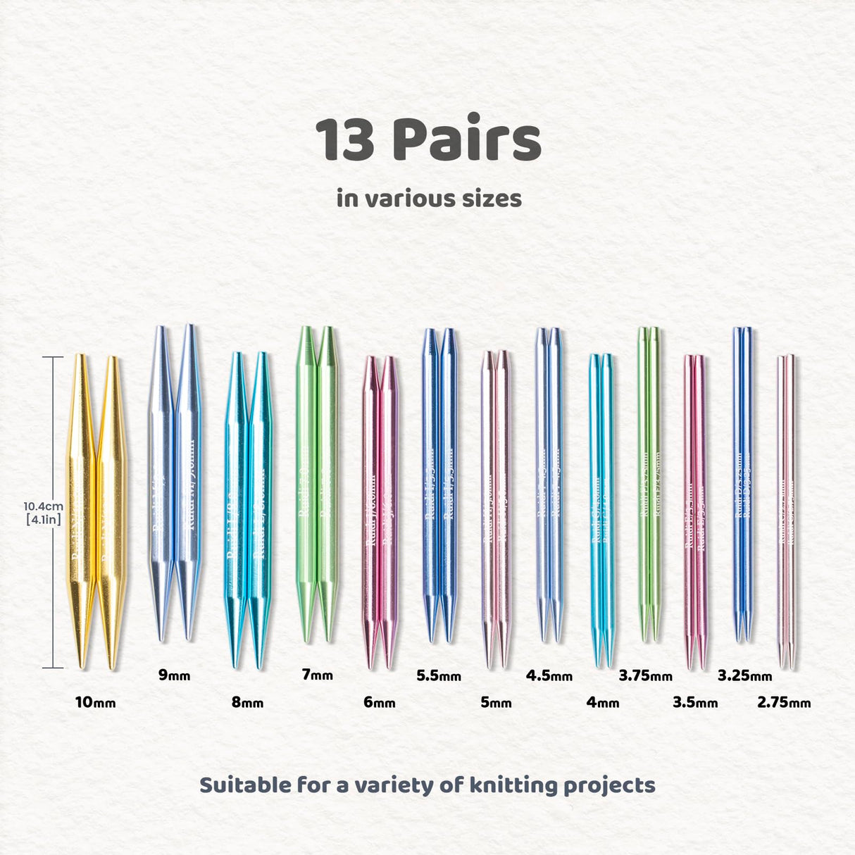 Ruidi Interchangeable Aluminum Circular Knitting Needles Set - 13 Pairs of 4 Inch (10cm) Needles with 4 Cables, Needle Holders & Leather Bag - Perfect for Smooth Knitting & Versatile Projects RUIDI