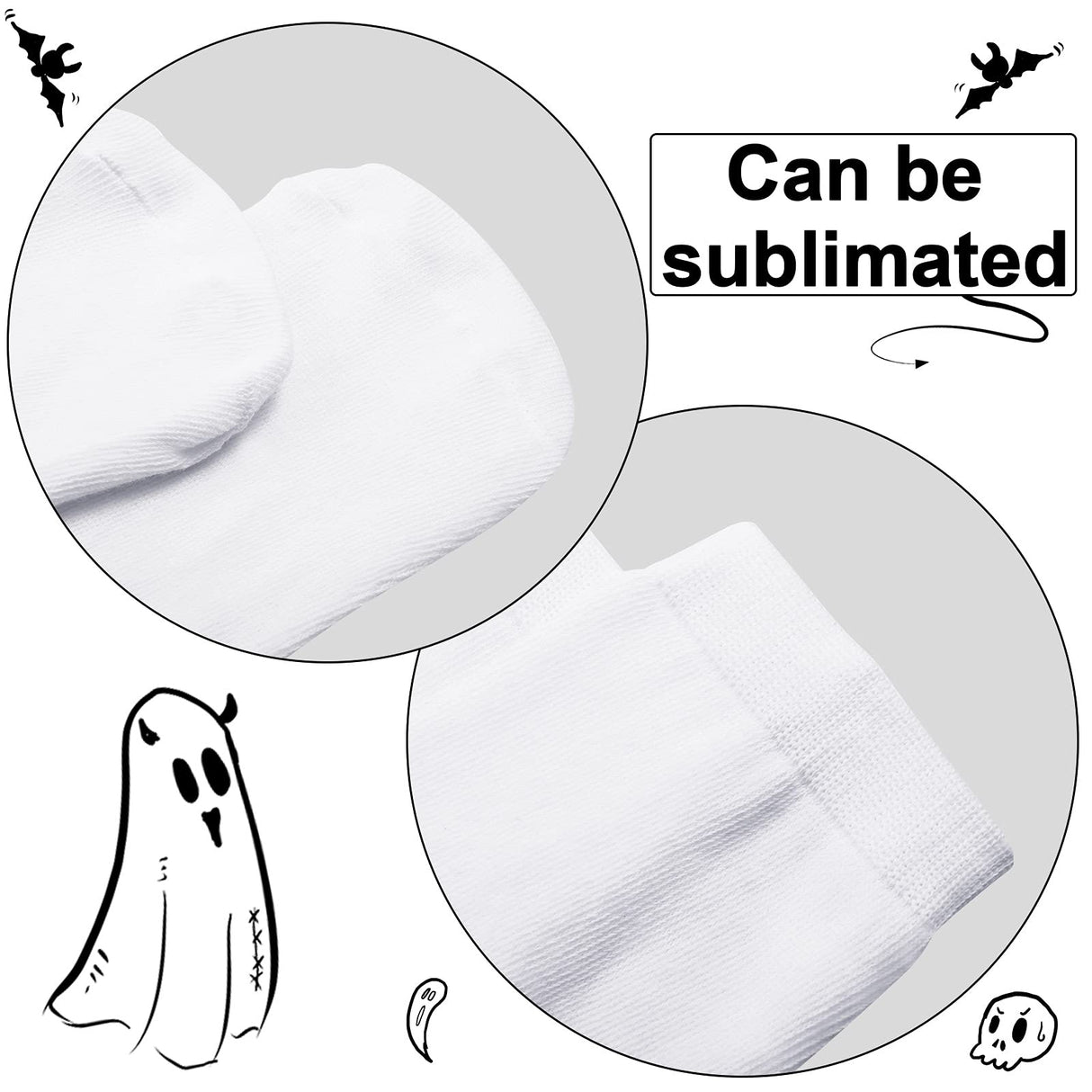 Sintege 6 Pairs Sublimation High Socks Printable Athletic Crew Socks for Men Women Teen Sports Socks Party Decoration(White) Sintege