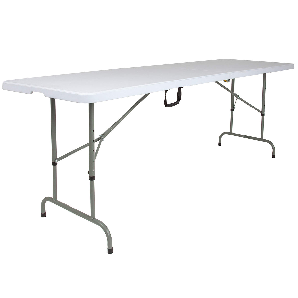 Flash Furniture Kathryn 8' Rectangular Adjustable Plastic Folding Event Table with Carrying Handle, Bi-Fold Table for Indoor/Outdoor Events, White Flash Furniture