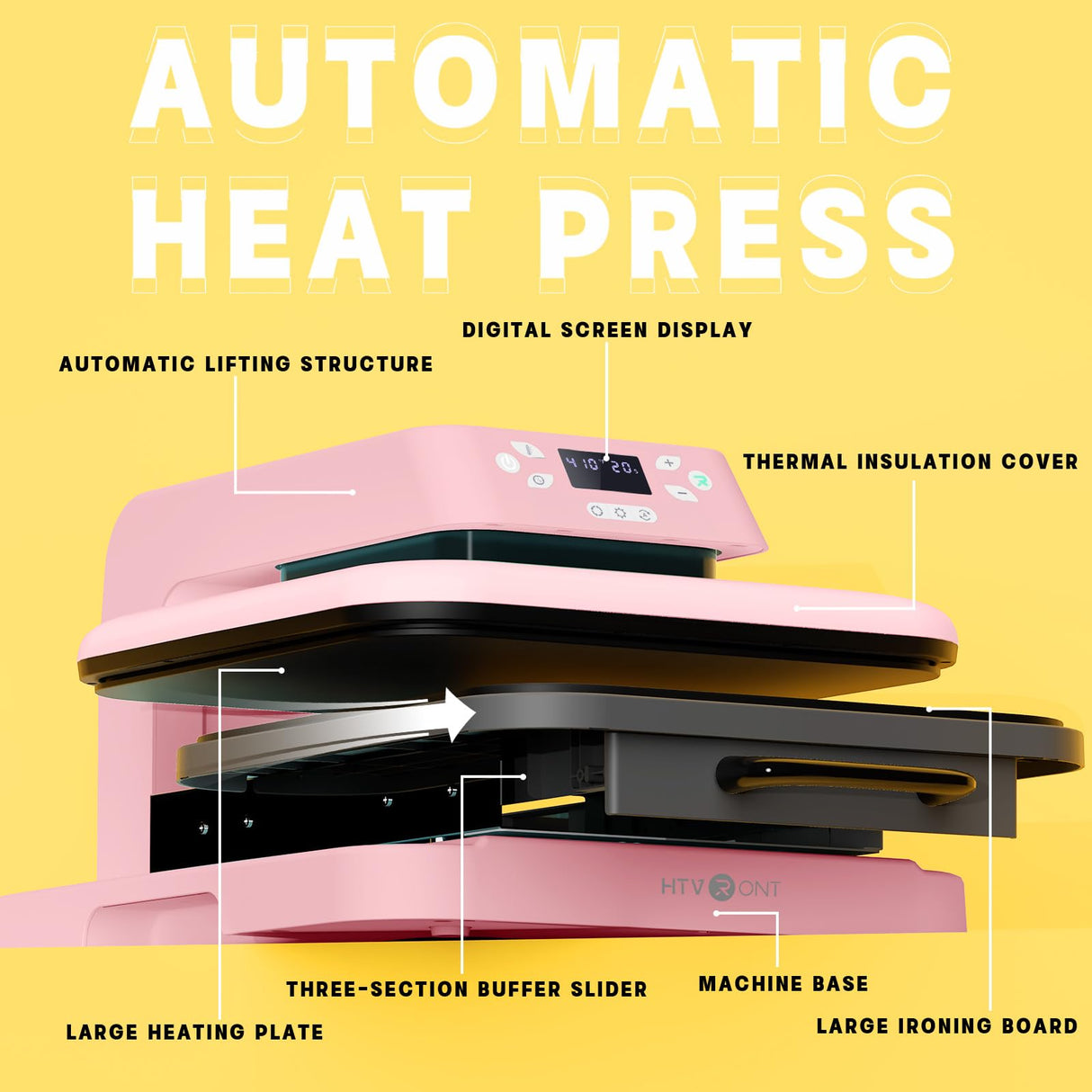 HTVRONT Automatic Heat Press Machine for T Shirts - 15x15 Intelligent Press Machine with Auto Release - Auto-Off & Heats Up Fast, Smart Heat Press for HTV, Sublimation, Heat Transfer Projects HTVRONT