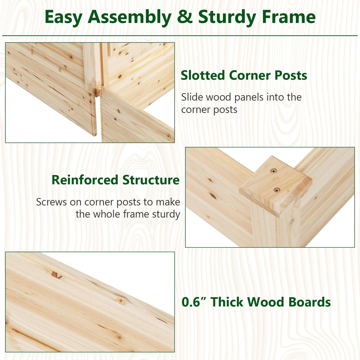 Giantex Raised Garden Bed with Trellis, Set of 2 Wood Shallow & Deep Planter Box for Climbing Plants Cucumber Vegetables Flowers Herbs Fruits, Easy Assembly, Outdoor Rectangular Floor Gardening Beds Giantex