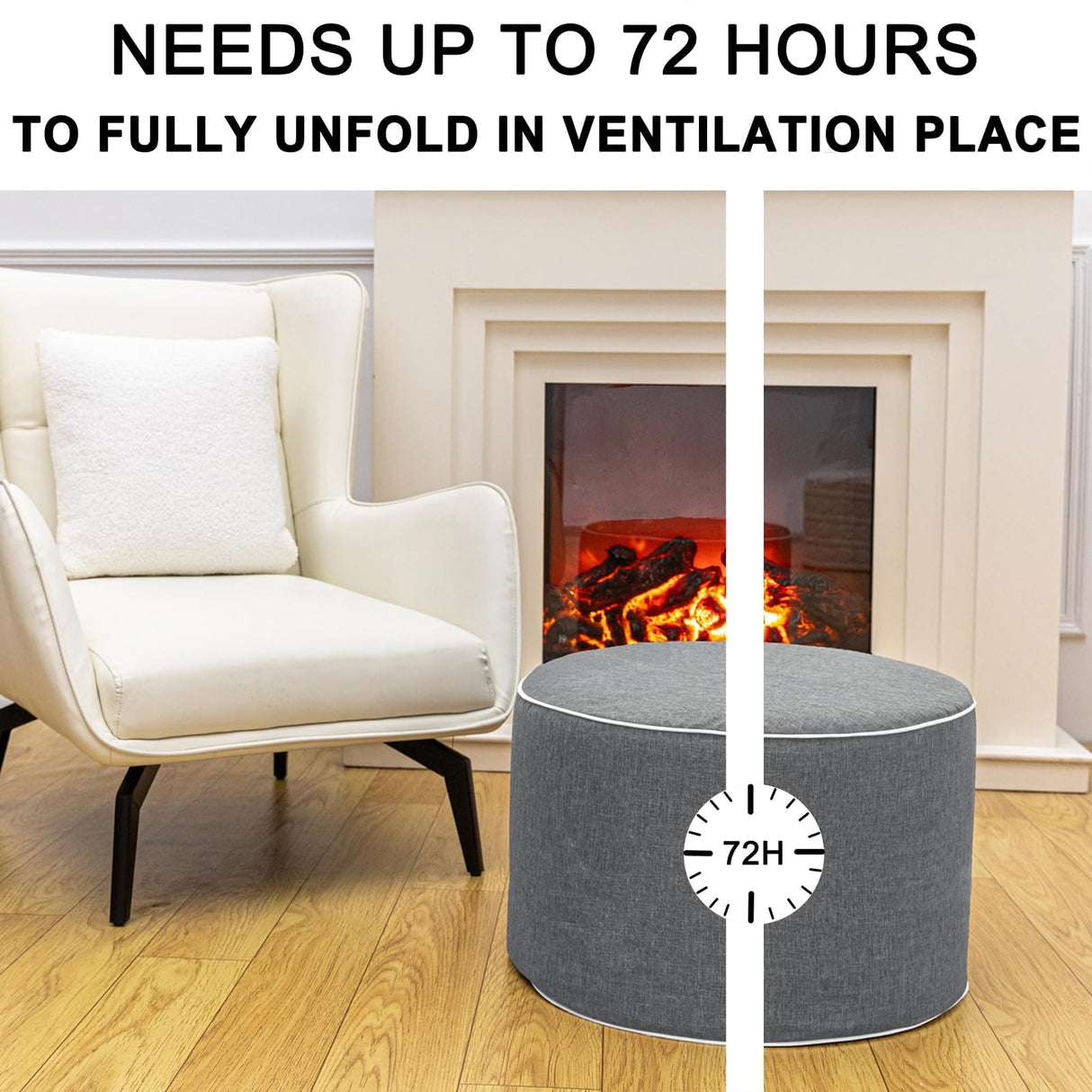 AbunHeri Outdoor Ottoman Outdoor Ottomans for Patio 19x12 Inches Modern Lightweight Foam Stuffed Pouf Outdoor Footstool Footrest Foot Stool Waterproof (Gray) AbunHeri