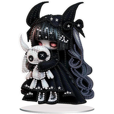 AIBOERL Dark Doll Tabletop Diamond Art Kits,Stand Up Diamond Painting Kits for Adults,DIY Desktop Diamond Painting Diamond Art Ornamental Sunshine Catcher Craft Desk for Table Tabletop Decor and Gift