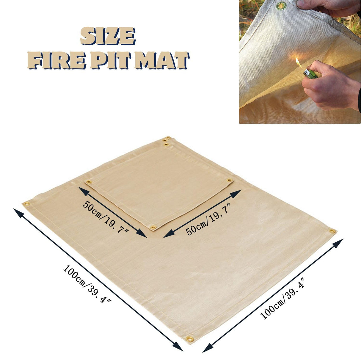 SOLOWILDER Fire Pit Mat 40" Wood Stove Under Grill Mat for Deck BBQ Fireproof Floor Tent Campsite Insulation Protection SoloWilder