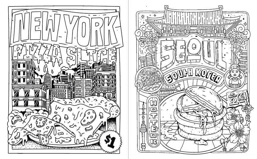 Street Food Coloring Book: Delicious Treats from Cities around the World WoodArtSupply