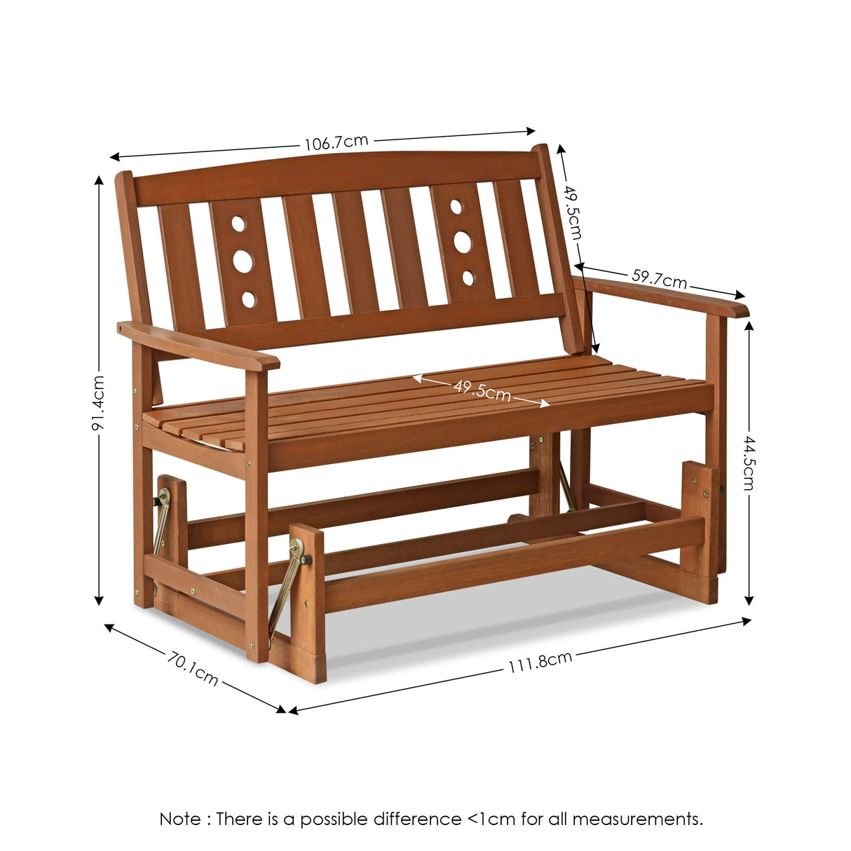 FURINNO FG17485 Tioman Outdoor Hardwood New Mexico Glider Furinno