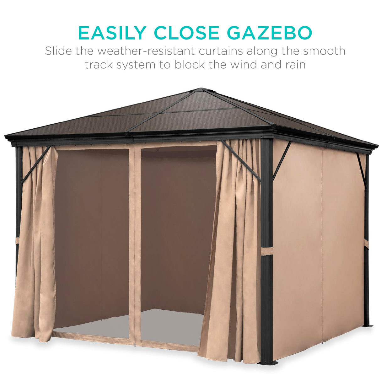 Best Choice Products 10x10ft Hardtop Gazebo, Outdoor Aluminum Canopy for Backyard, Patio, Garden w/Side Curtains, Mosquito Netting, Zippered Door Best Choice Products