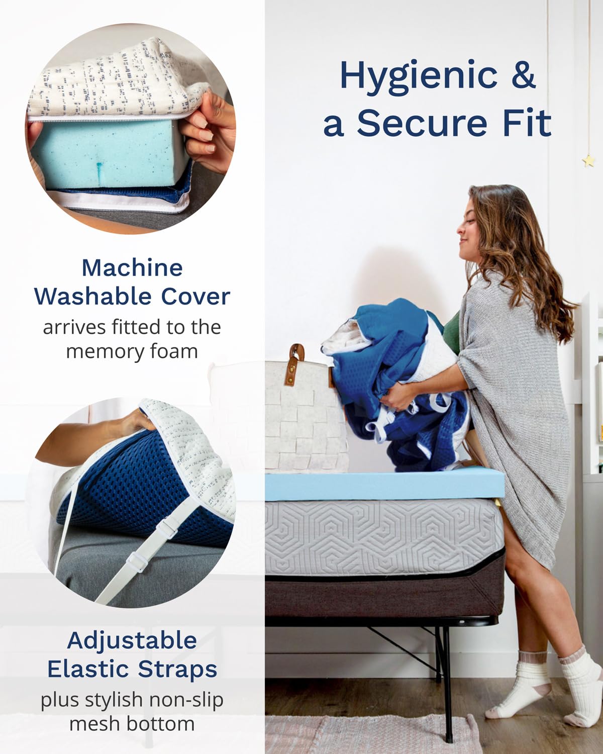 ViscoSoft 3 Inch Memory Foam Mattress Topper Twin XL - Select High Density Ventilated Extra Long Mattress Pad - Premium Removable Rayon Cover ViscoSoft