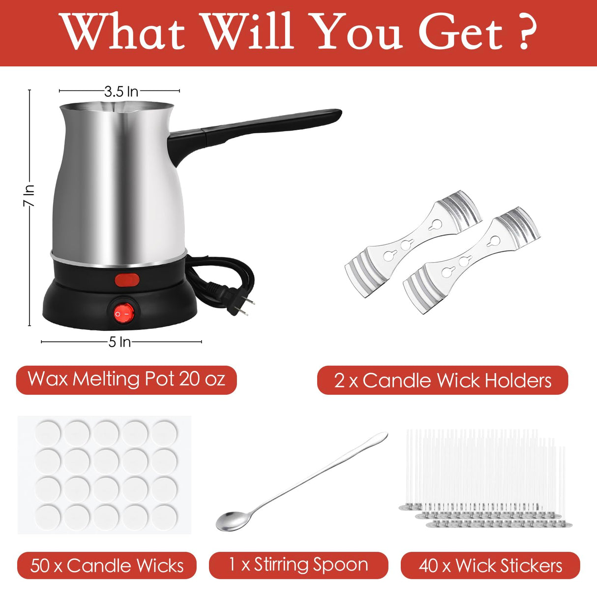 TOKPELA Wax Melter for Candle Making, Stainless Steel Electric Candle Wax Melter, Double Pouring Spout Candle Wax Melting Pot with 51IN Cord and Hot Plate, Candle Making Pot Kit for Beginners TOKPELA