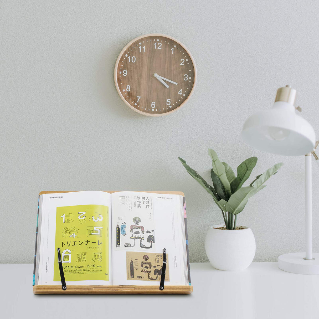 Large A+ (15.4 x 11) Inch XL Bamboo Book Stands & Holders for Reading Hands Free in Bed,Cookbook,Textbook,Law,with 6 Adjustable Height Document Stand Goldwish