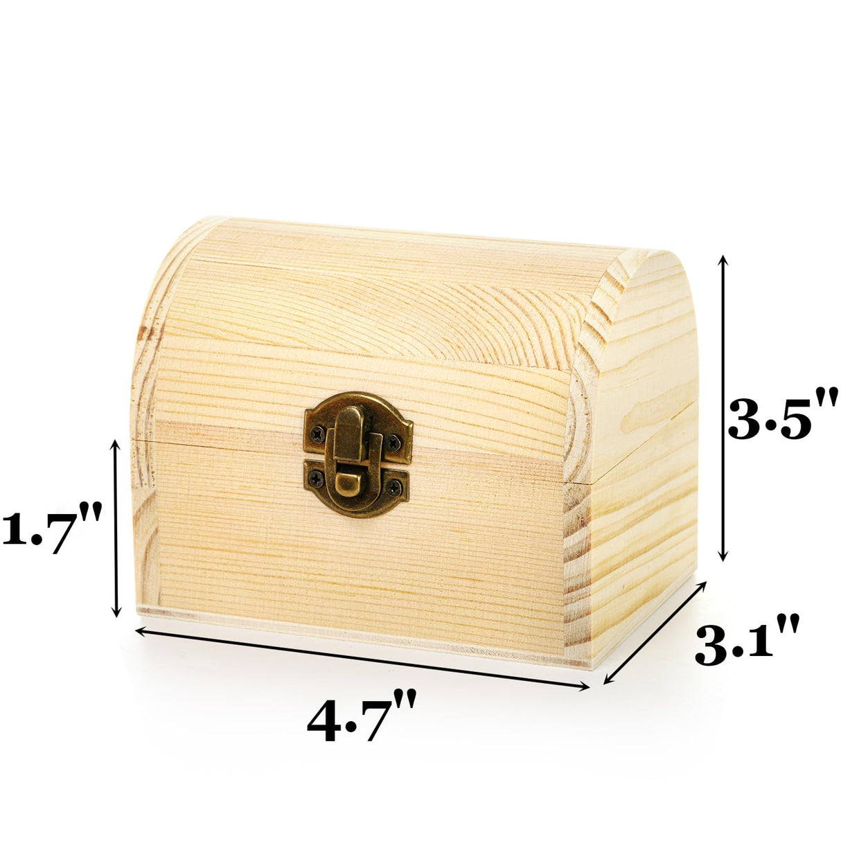Tosnail 6 Pack Unfinished Wooden Treasure Chest, 4.7 x 3 x 3.5 Inches Small Treasure Chest Boxes, Wood Container with Hinged Lid, Mini Lock Box for Crafts, Gift, Trinket, Jewelry Tosnail