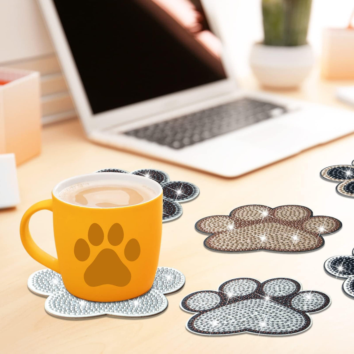 10 Pcs Dog Paw Shaped Diamond Painting Coasters Kits Cat Pet DIY with Holder for Beginners Adults and Kids Art Craft Supplies Gift… YLOLUL