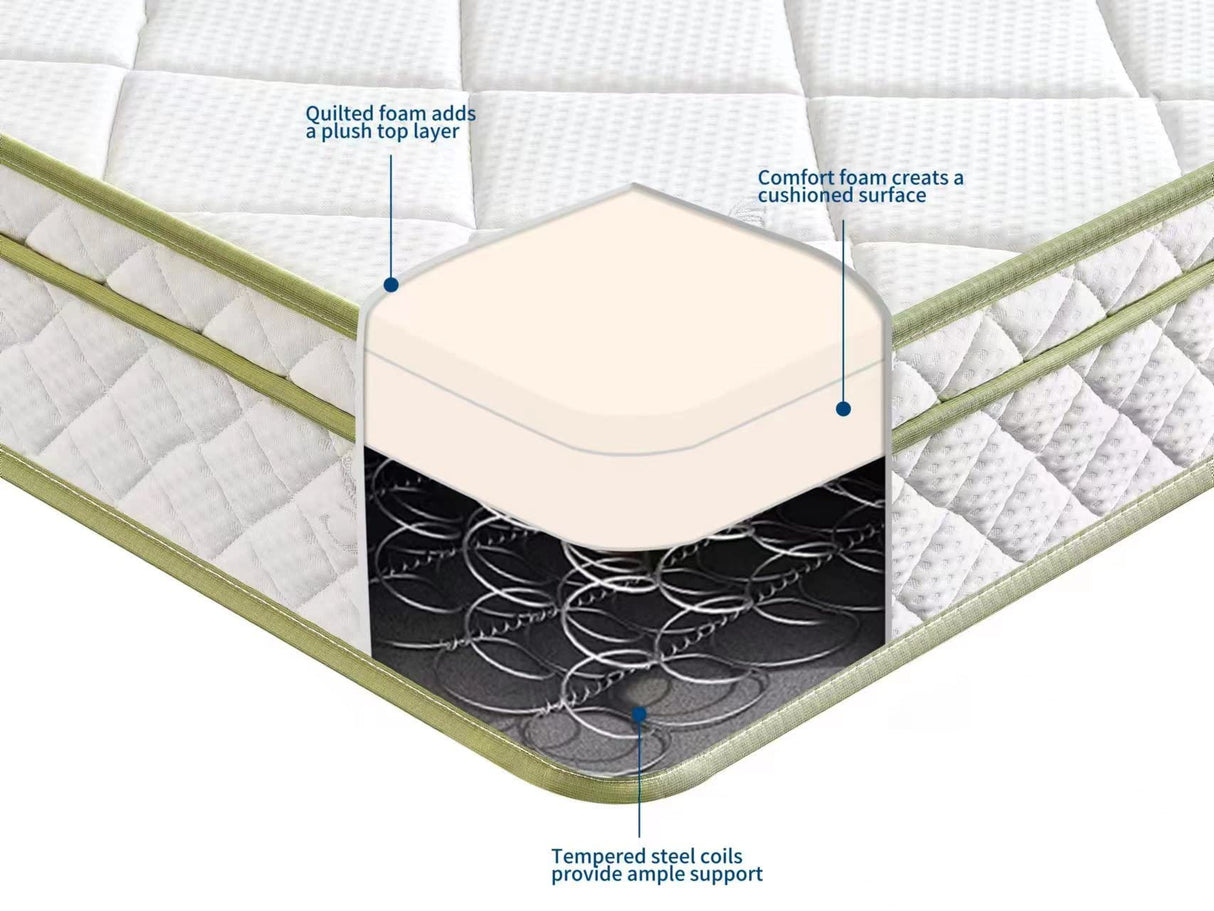 Oliver & Smith 8 Inch California King Mattress - Breathable Euro Top Hybrid with Medium Firm Bonnell Coil Support - High Density Foam, Cotton Cover Cal King Mattress in A Box - White OLIVER & SMITH SINCE 1921