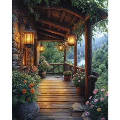 obterie Landscape Paint by Numbers Kit for Adults Beginner Garden Oil Painting Kit Adult Paint by Number Kits on Canvas DIY Painting for Beginners Art by Numbers for Gifts Home Wall Decor 16x20 Inch