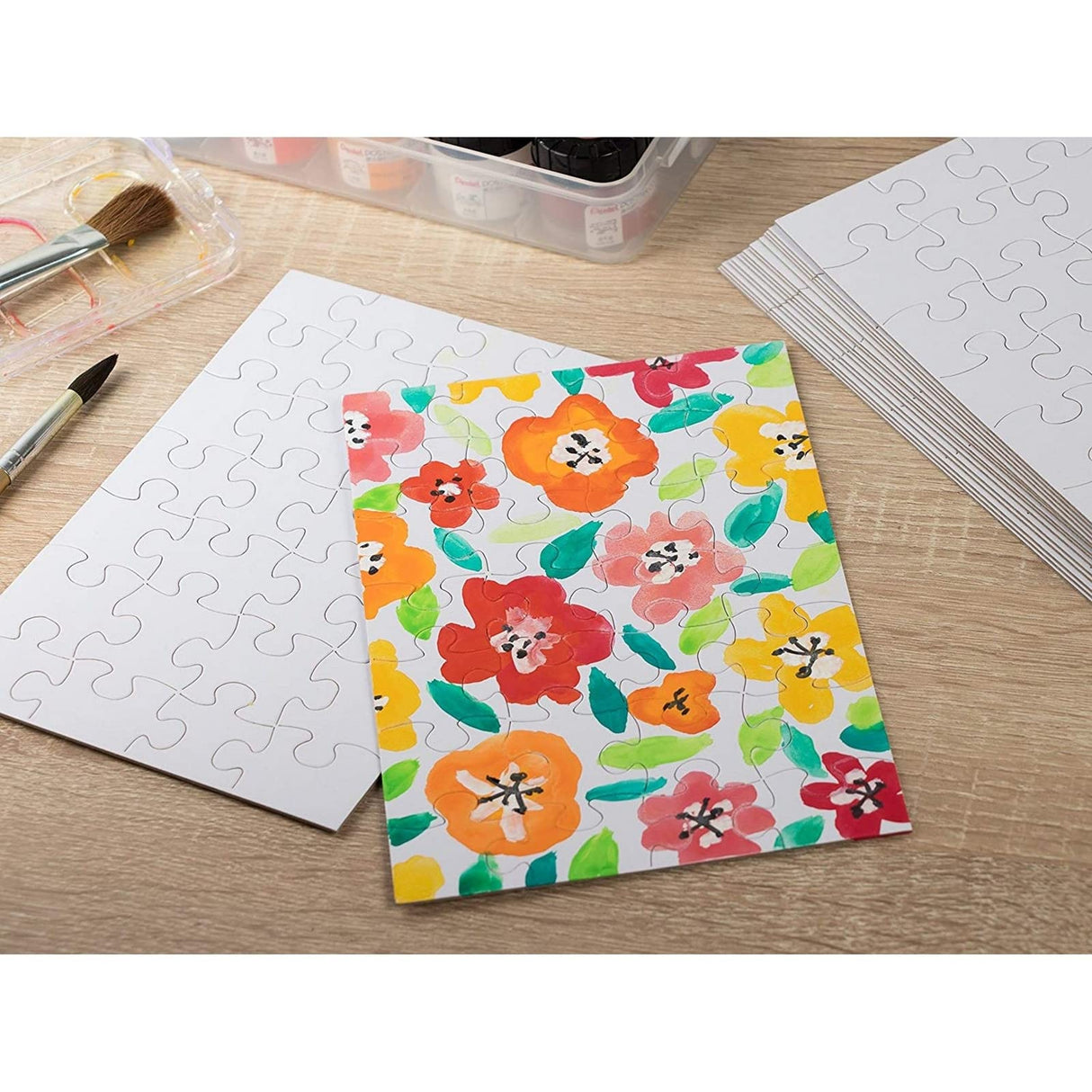 Juvale 48 Sheets Blank Puzzles to Draw On Bulk – 6x8 inch Make Your Own Jigsaw Puzzle for Kids Crafts Projects (28 Pieces Each) Juvale