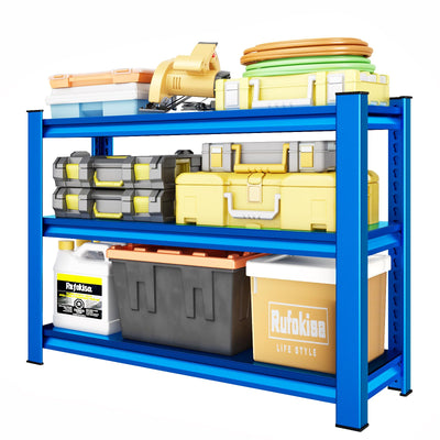 Rufokisa 40" W Garage Shelving Heavy Duty,1500LBS Loads Adjustable Garage Storage Shelves,3-Tier Metal Storage Racks and Shelving Units, Utility Rack Shelves,40”W x 18”D x 36”H,Blue