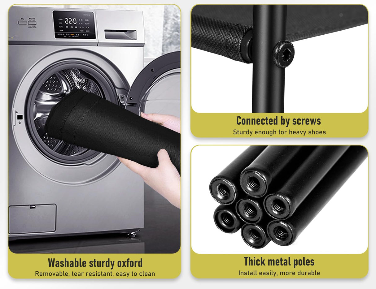 MISSLO 3-Tier Long Shoe Rack for Closet Shoe Organizer for Closet Floor Entryway Storage Stackable Wide Shoe Shelf Stores 24 Pairs of Men Sneakers, Black MISSLO